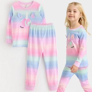 ست راحتی دخترانه طرح یونیکورن لیندکس کد203