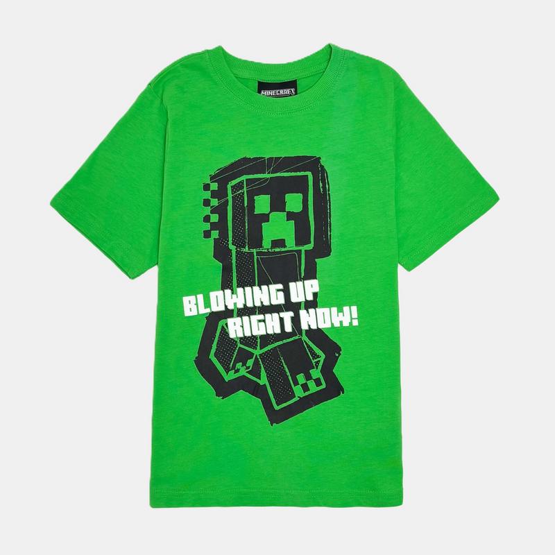 تیشرت بچه گانه پسرانه طرح ماینکرافت رنگ سبز کد0034
