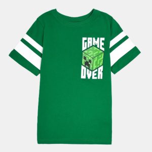 تیشرت پسرانه طرح ماینکرافت رنگ سبز کد232