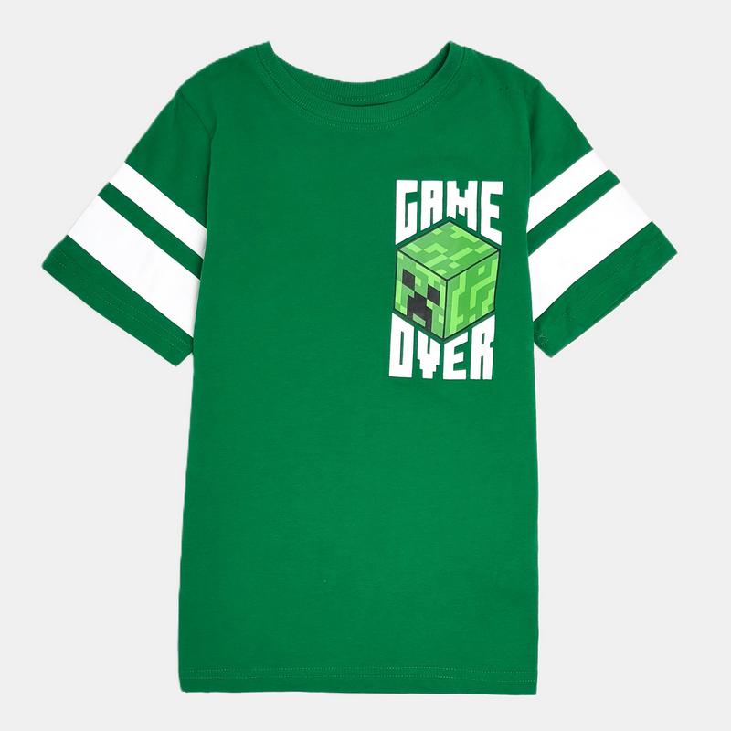 تیشرت پسرانه طرح ماینکرافت رنگ سبز کد232