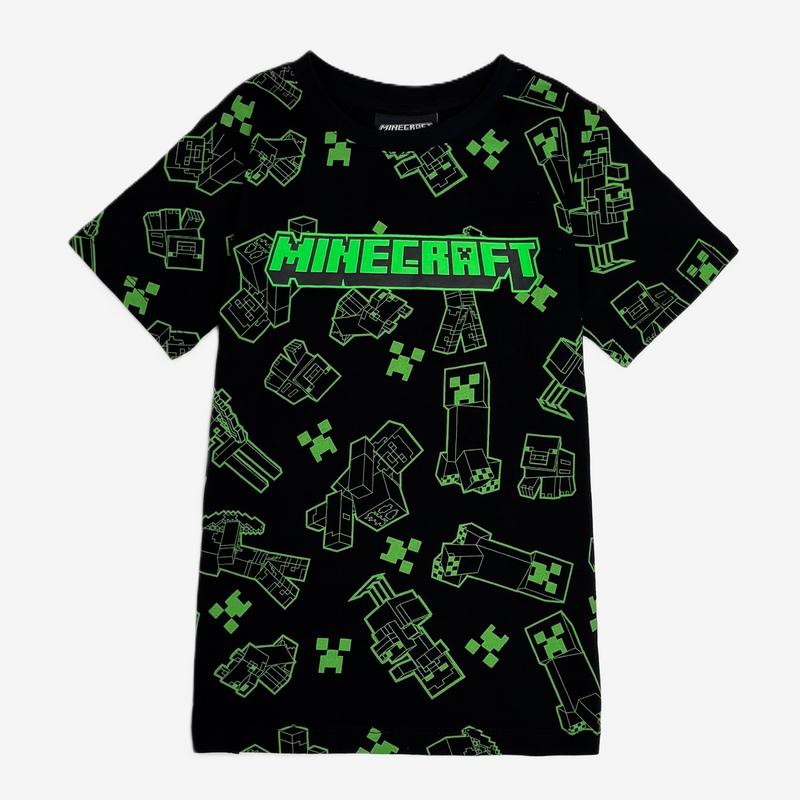 تیشرت پسرانه طرح ماینکرافت رنگ مشکی کد0013