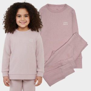 ست لباس راحتی بچگانه کیابی طرح کبریتی صورتی کد805