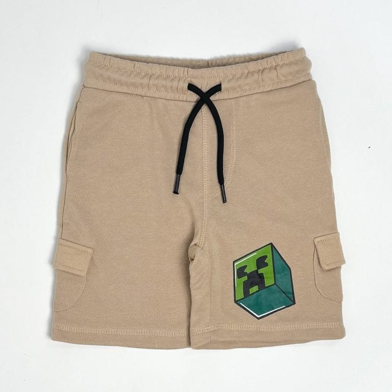 شلوارک کارگو پسرانه طرح ماینکرافت کد968 کرم