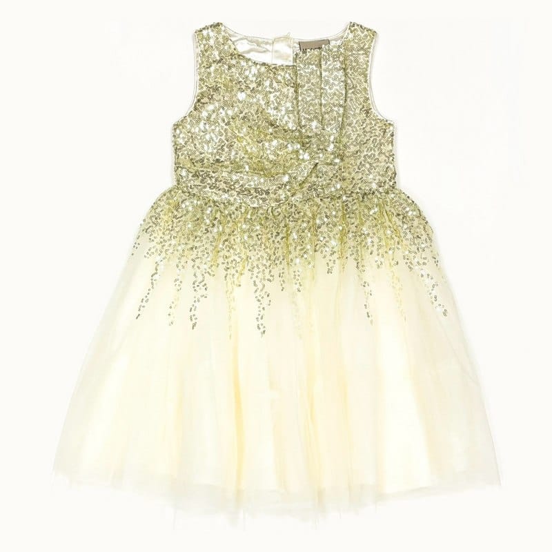 پیراهن دخترانه مجلسی مدل تور با بالاتنه پولکی کدb381