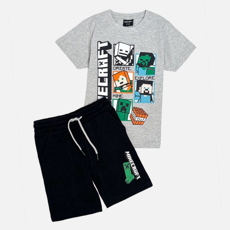 ست تیشرت شلوارک پسرانه طرح ماینکرفت کد225